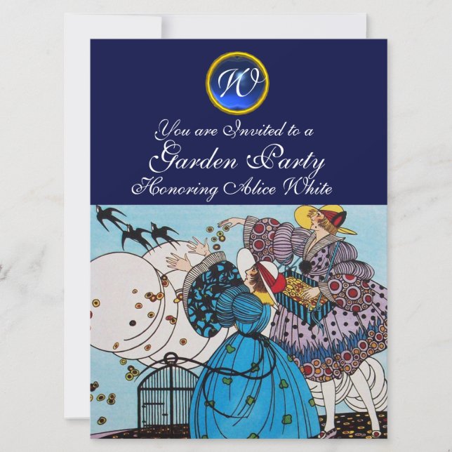 INVITATION FÊTE DE JARDIN DES OISEAUX DE PRINTEMPS, MONOGRAMM (Devant)