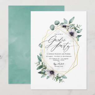 Invitation Fête de jardin élégante aux eucalyptus pastel et a