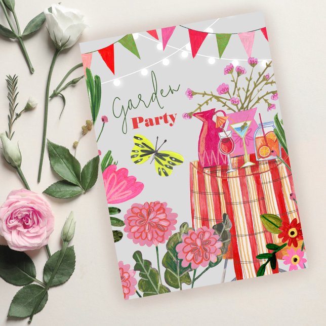 Invitation Fête de Jardin Fantaisiste Anniversaire Fleur Papi (Créateur téléchargé)