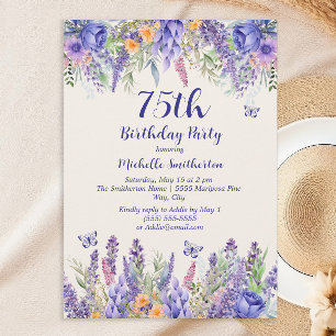 Invitation Fête de Jardin Floral de Lavande Violette 75e Anni