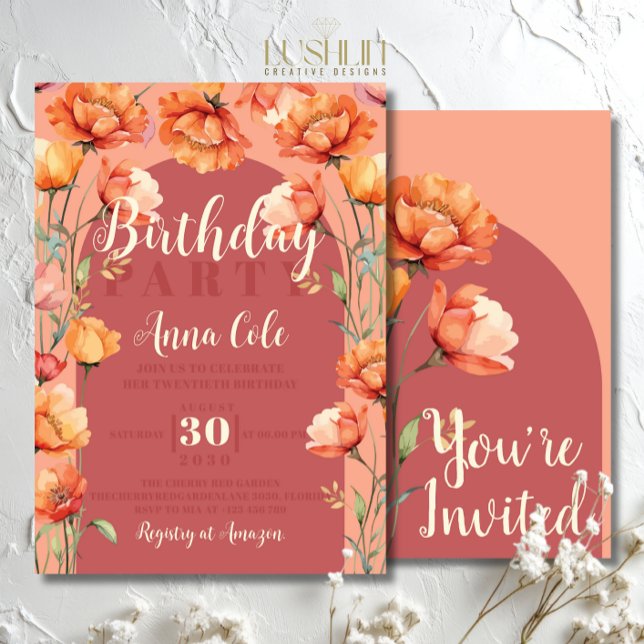 Invitation Fête de Jardin Floral Rustique Anniversaire Fleur  (Créateur téléchargé)