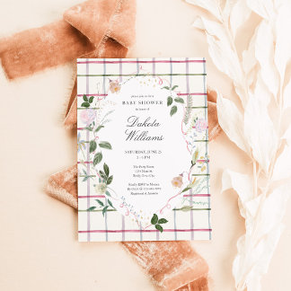 Invitation Fête de jardin vintage avec fleurs sauvages pour B