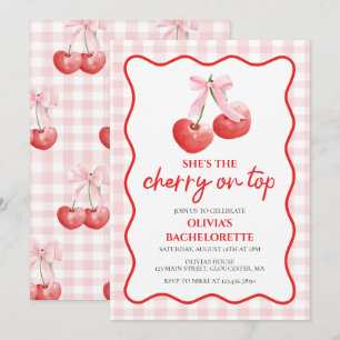 Invitation Fête de jeune fille coquette avec Cerise sur le Gâ