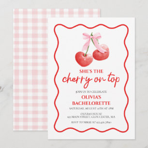 Invitation Fête de jeune fille coquette avec Cerise sur le Gâ