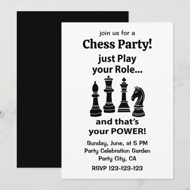 Invitation Fête de joueurs d'échecs (Devant / Derrière)