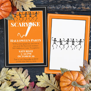 Invitation Fête de Karaoké Halloween squelettes personnalisés