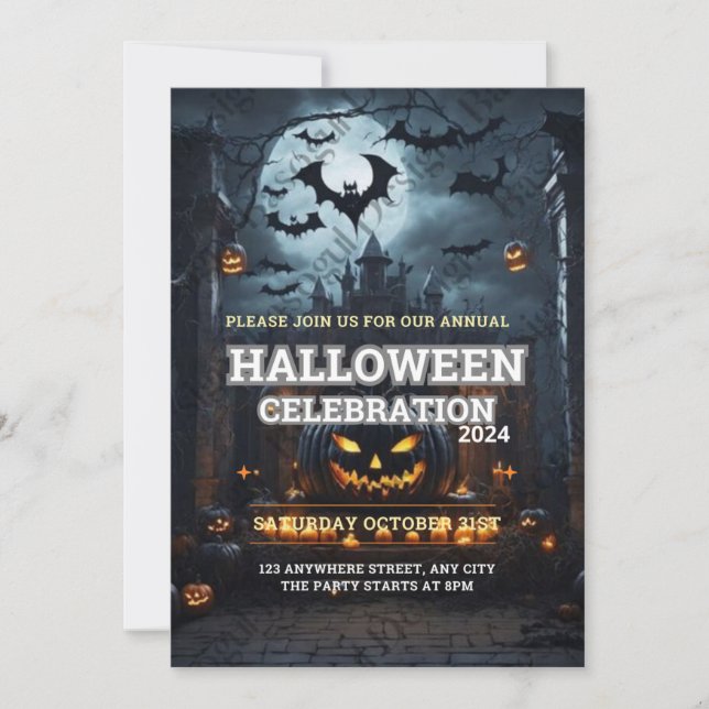 Invitation Fête de la Citrouille de la famille Halloween Invi (Devant)