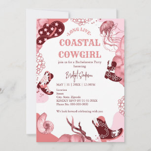 Invitation fête de la cowgirl côtière rose