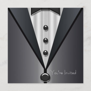 Invitation Fête de la Cravate noire de mariée et de mariée