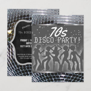Invitation Fête de la danse du ballon Silver Disco  Parti les