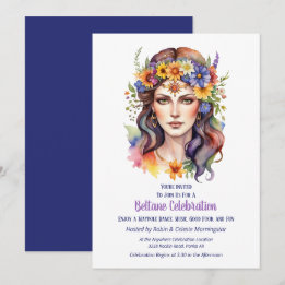 Invitation Fête de la Déesse d'Été de Beltane Florale Sabbat