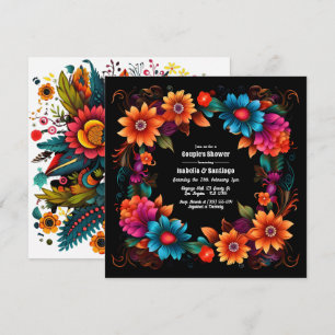Invitation Fête de la Douche de Fiesta Floral Couple