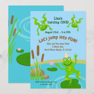 Invitation Fête de la famille de la grenouille pour le premie