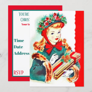 Invitation Fête de la femme de Noël rétro
