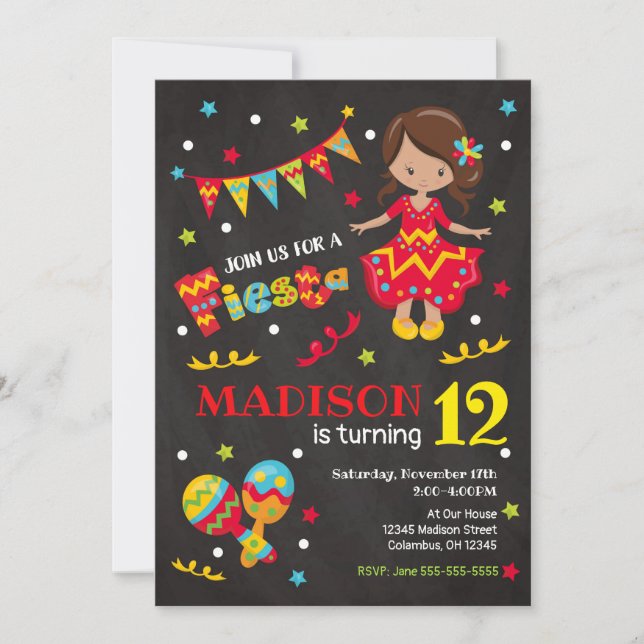 Invitation Fête de la Fête de la Fille au Mexique (Devant)