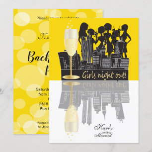 Invitation Fête de la Fête de la Nuit des Filles  Jaune