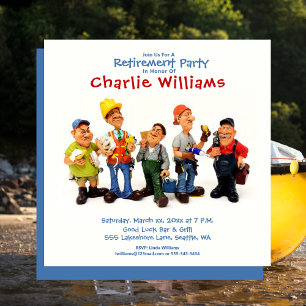 Invitation Fête de la fête de la retraite Funny Bleu Rouge