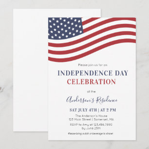 Invitation Fête de la fête de l'indépendance du drapeau améri