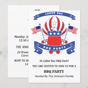 Invitation Fête de la fête du Travail American Eagle BBQ