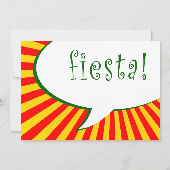 Invitation fête de la fiesta : bulle de la bande dessinée (Devant)