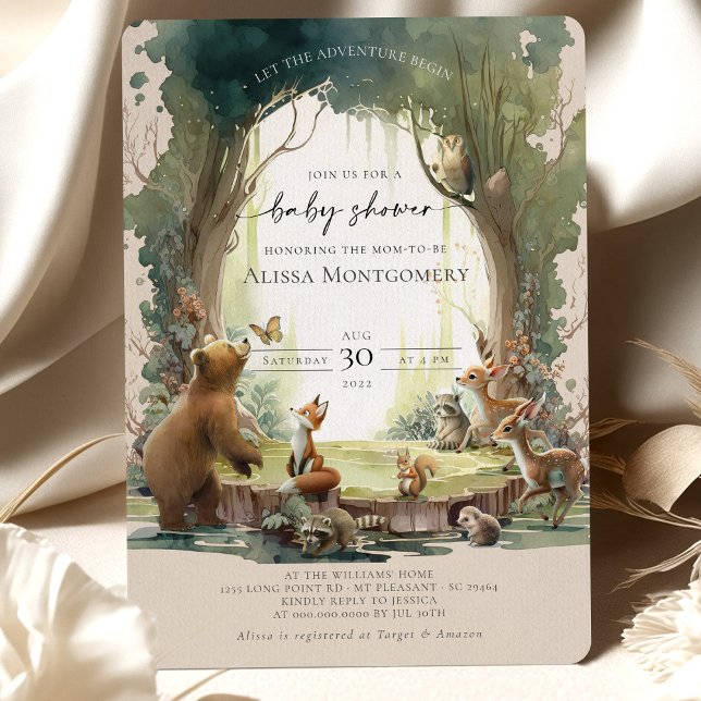 Invitation Fête de la Forêt Bébé Shower L'Aventure Commence   (Créateur téléchargé)