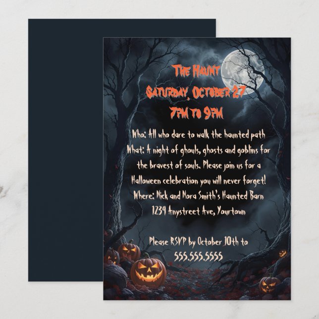 Invitation Fête de la forêt d'Halloween (Devant / Derrière)