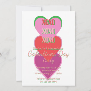 Invitation Fête de la Galentine Rose et Vert