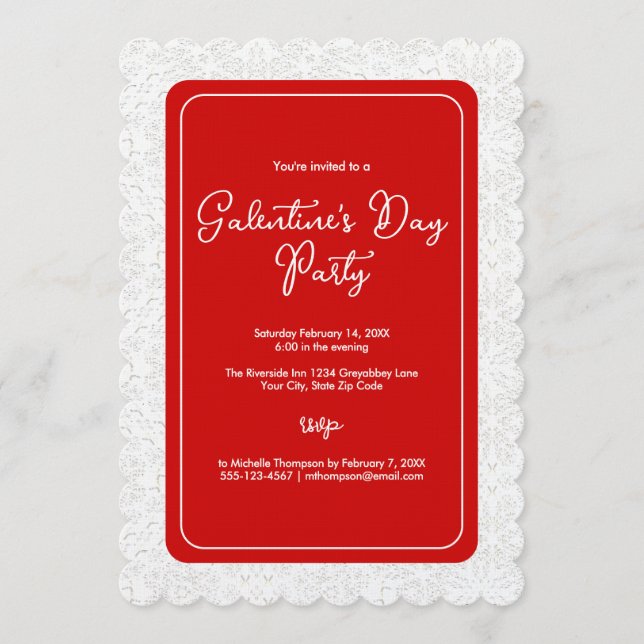 Invitation Fête de la Galentine Rouge (Devant)