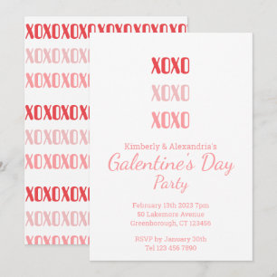 Invitation Fête de la Galentine typographie rose et rouge