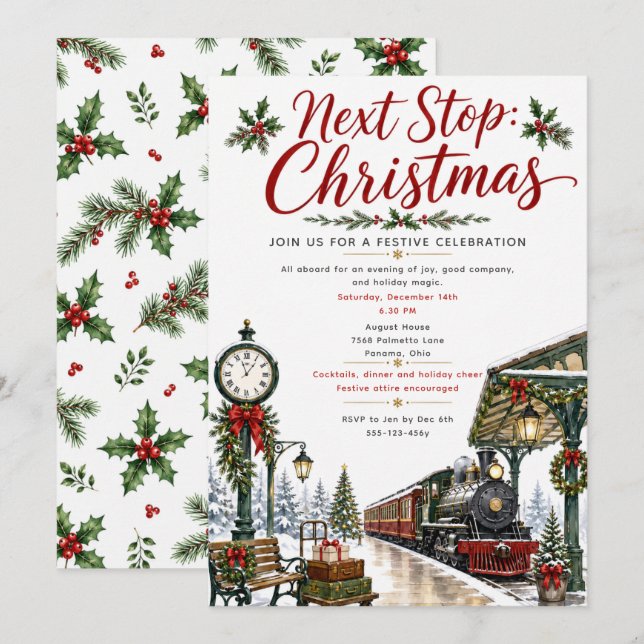 Invitation Fête de la gare de Noël (Devant / Derrière)