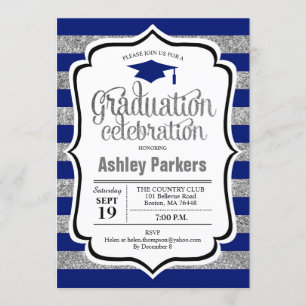 Invitation Fête de la graduation - Bleus de la marine d'argen