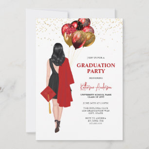 Invitation Fête de la Graduation Rouge
