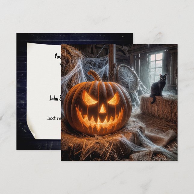 Invitation Fête de la grange Halloween (Devant / Derrière)