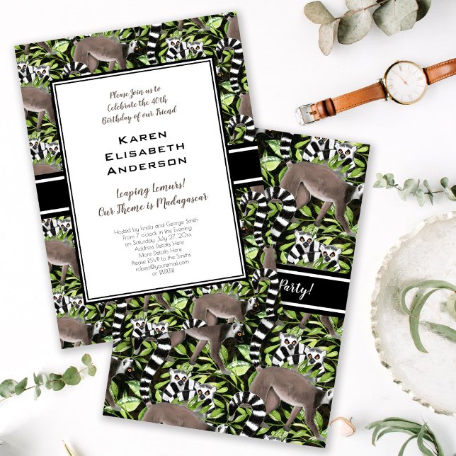 Invitation Fête de la jungle des lémuriens de Madagascar (Créateur téléchargé)