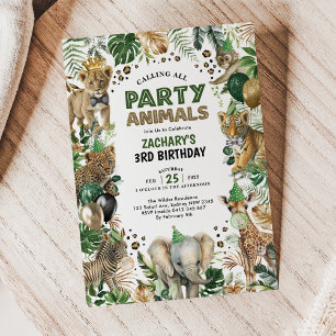 Invitation Fête de la Jungle tropicale Animaux Fête d'anniver