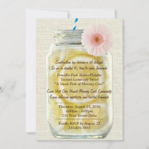 Invitation Fête de la Lemonade Mason Jar House
