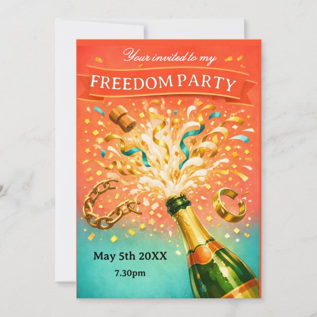 Invitation Fête de la liberté après un divorce (Devant)