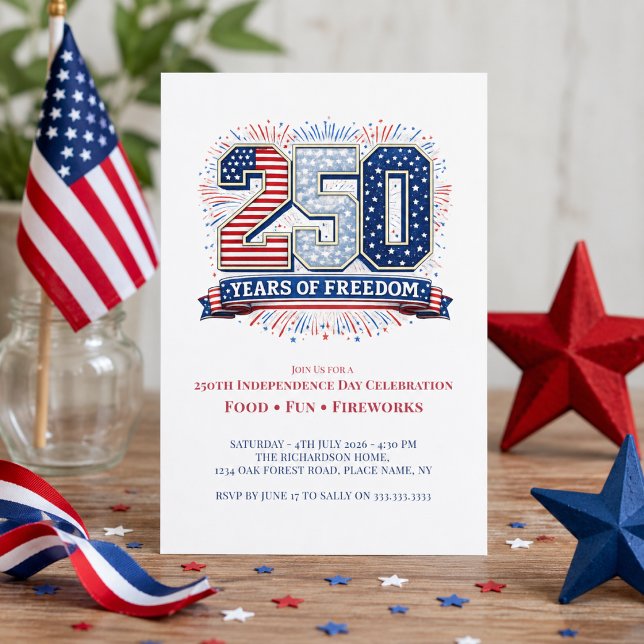 Invitation Fête de la liberté des États-Unis 250 ans (Add your party details to customize)