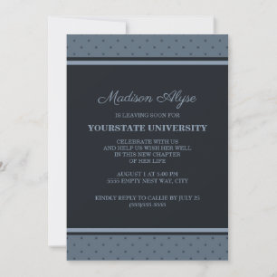Invitation Fête de la Malle universitaire à pois bleus