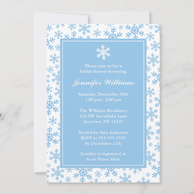 Invitation Fête de la mariée bleue d'hiver de frontière de (Devant)