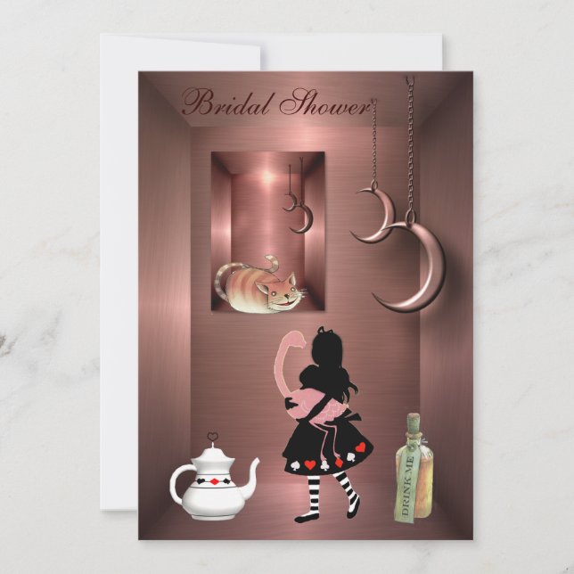 Invitation Fête de la mariée d'Alice, de Flamant rose et de (Devant)