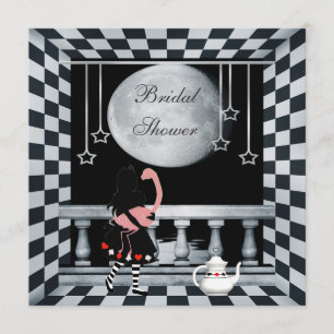 Invitation Fête de la mariée d'Alice, de Flamant rose et de