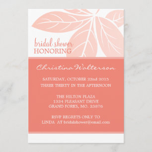 Invitation Fête de la mariée de corail rose élégante moderne