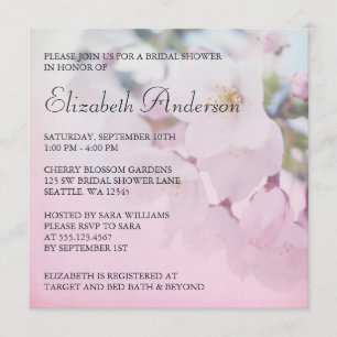 Invitation Fête de la mariée de fleurs de cerisier