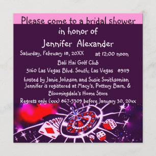 Invitation Fête de la mariée de Las Vegas