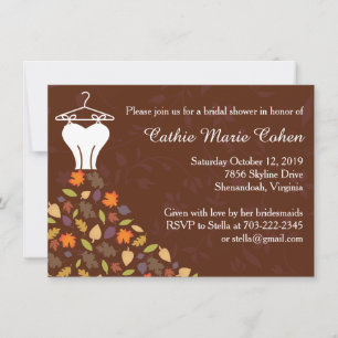 Invitation Fête de la mariée de robe de mariage de feuille