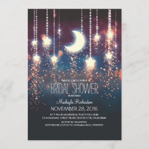 Invitation Fête de la mariée d'étoiles de lune et de lumières