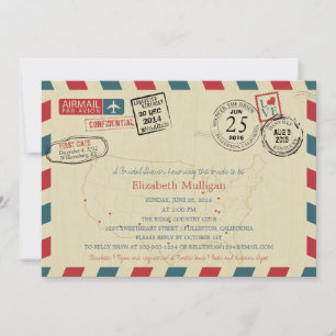 Invitation Fête de la mariée du par avion de voyageur du