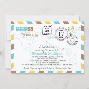 Invitation Fête de la mariée du par avion   de voyageur du