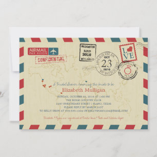 Invitation Fête de la mariée du par avion   le TEXAS de